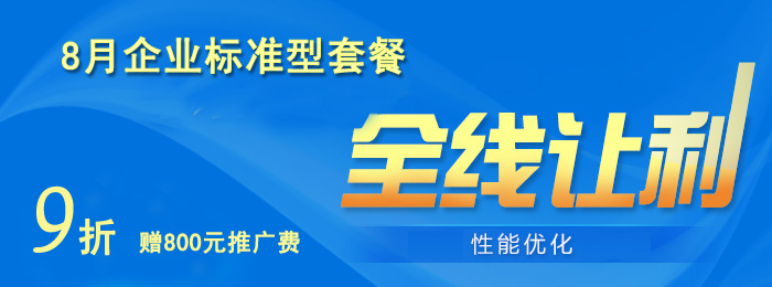 公司8月企业标准型网站建设套餐9折优惠